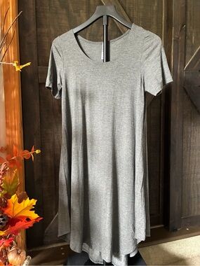 Azules Heather Gray Short-Sleeve Swing Mini Dress
